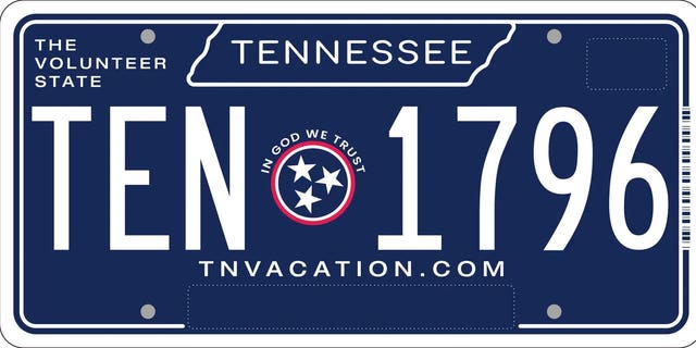 A Tennessee "In God We Trust" automobile plate