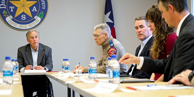 Gov. Greg Abbott at the Texas Department of Public Safety’s drug warehouse and crime lab.